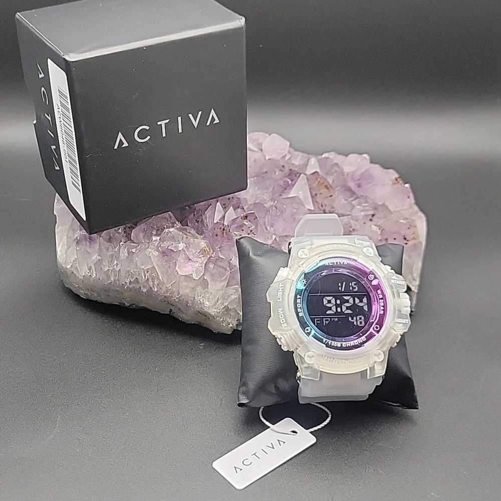 NEW ACW8046-001 Activa Summit X Invicta Mens Digital 50mm White & Clear Watch